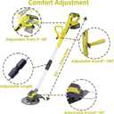 Electric Weed Wacker - 24V Battery Powered Weed Cordless Eater with 2 x 4.0Ah Batteries and Charger 3, Types Blades Brushless Electric Brush Cutter/Grass Trimmer for Yard Garden