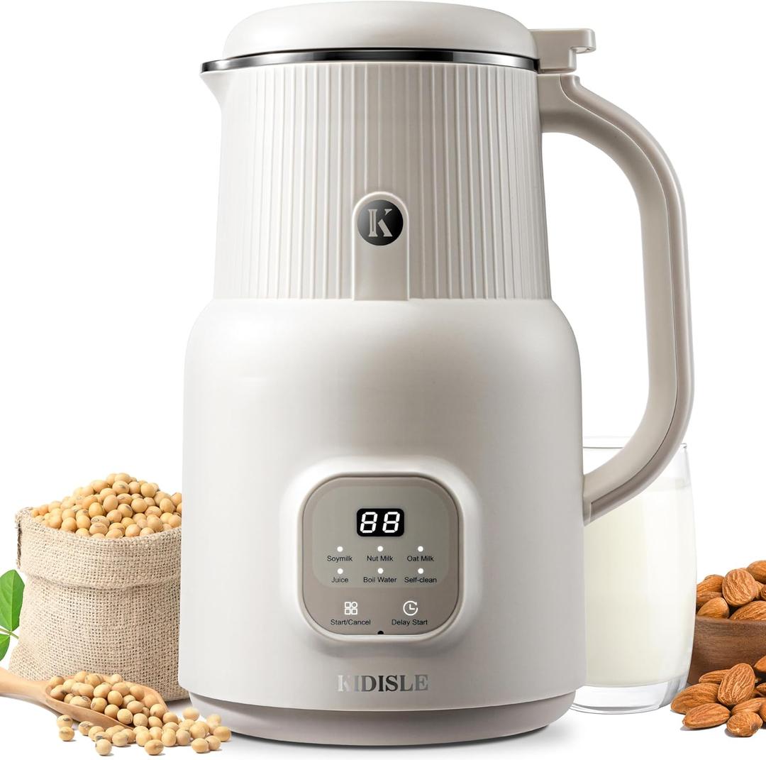 Automatic Nut Milk Maker, 20oz Homemade Almond, Oat, Coconut, Soy, Plant Based Milks and Non-Dairy Beverages with Delay Start/Keep Warm/Self-Cleaning/Boil Water, White