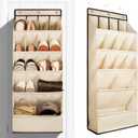 FENTEC 1 Pack Over the Door Shoe Organizers, Hanging Shoe Organizer with Large Deep Pocket Shoe Holder for Closet Shoes Rack for Wall, Over Door Shoe Storage Hold up to 18 Pairs Shoes, Beige