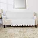 Great Bay Home Reversible Sofa Cover - Washable Slipcover Furniture Protector with Elastic Straps - Couch Cover for Dogs, Kids, and Pets - Quilted & Stitched Detail (Sofa, White/Sand)