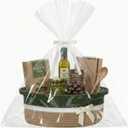 Colingmill Mother's Day Woven Gift Basket Empty for Women with Handles Ribbons Bow Tie Bag, Decorative Woven Gift Basket for Mom, Rope Storage Box Home Decor(14 x 10 x 5.5 Inch, Green Khaki)