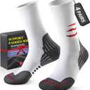Crew Compression Socks for Men Women - Mild Support, Wicking Cushioned Compression Running Socks for Sport Basketball (White)