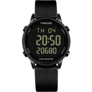 Pedometer Watch for Women, Step Counter for Walking No App/Phone Required Step Counter, Waterproof Fitness Calorie Tracker, Distance Tracking, Alarm, Large Digital Display Watch, TU-2509 (all black)