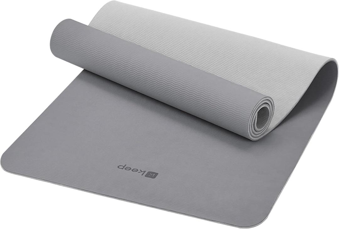 KEEP 7mm Thick Yoga Mat - Eco-Friendly TPE Non Slip Exercise Mat for Women, 72"x24" Double-Color Workout Mat for Home Fitness, Pilates & Stretching (Carrying Strap Included)
