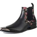 Men's Chelsea Boots with Floral Jacquard Fabric and Silver Toe Cap Slip On Dress Boots for Stage, Party, Fashion, Casual, Stylish Shoes, 11