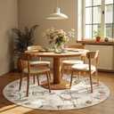 jinchan Round Rug 6ft Beige Jungle Animals Print, Machine Washable 6' Circle Modern Soft Non-Slip Forest Plant Throw Area Rug, Low Pile Carpet for Living Room Bedroom Dining Room Kids Room Playroom