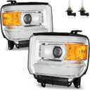 Headlights W/Bulbs for 2014-2018 GMC Sierra 1500/2015-2019 GMC Sierra 2500HD 3500HD Halogen Headlamp Replacement Driver & Passenger Side