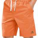 NORTHYARD Mens Casual Cotton Shorts 9 Inch Hybrid Golf Work Board Shorts with Zipper Pockets Quick Dry (Orange, M)