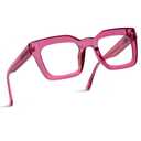 AQWANO Stylish Oversized Reading Glasses for Women Fashion Designer Readers Blue Light Square Computer Glases, Fuchsia 2.5