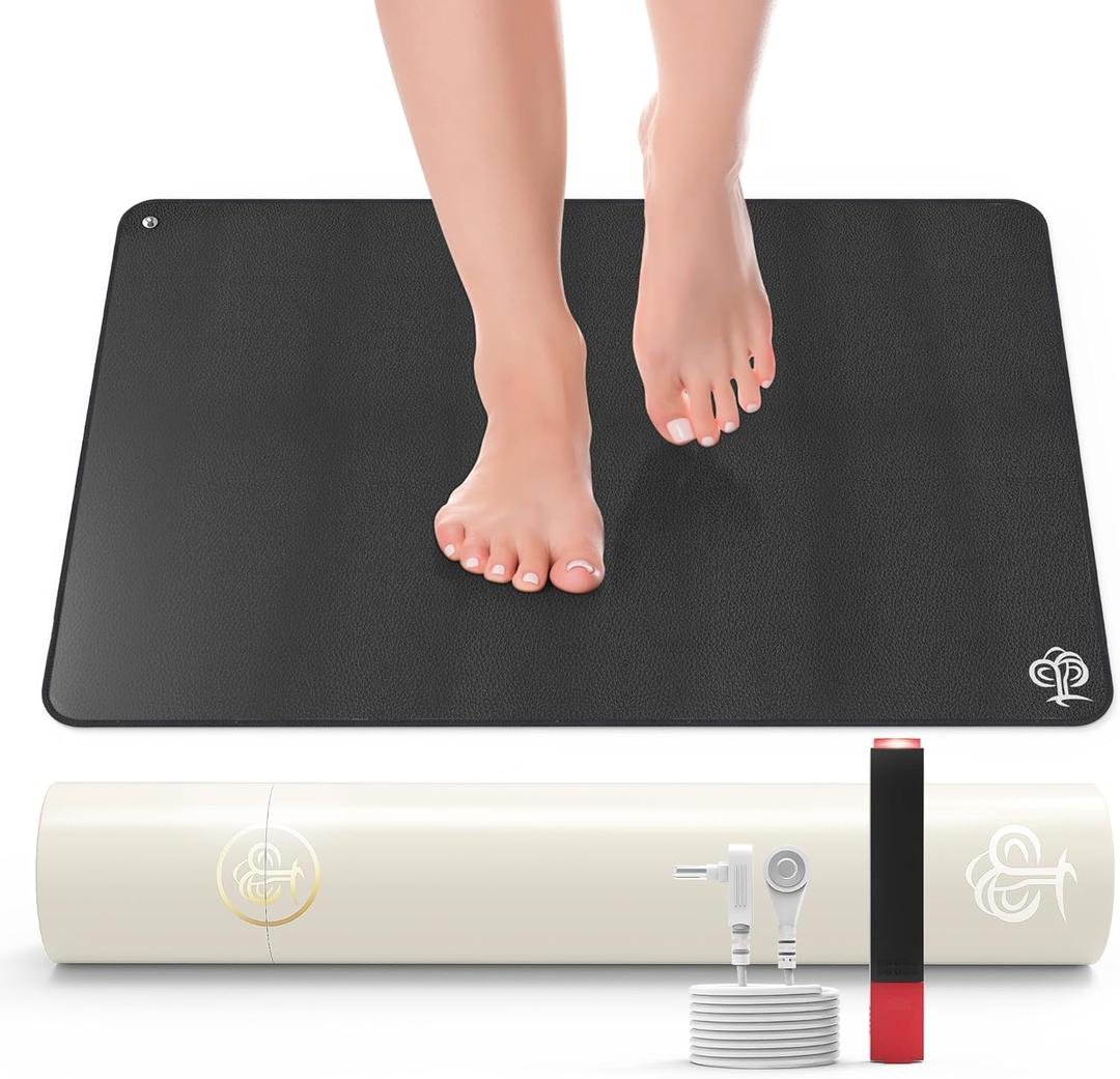 Grounding Mat for Improve Sleep, Pain Relief, Inflammation, 22.68 x 35.43 inch Earthing Mat Grounding Pad for Bed, Feet, Yoga, Working, Enjoy The Grounding Effect at House