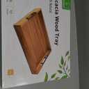 Joy&Grace Ottoman Tray for Living Room, Large Acacia Wooden Serving Tray with Handles for Coffee Table, Breakfast in Bed, Food Dinner, Decorative Tray (Color Natural, 16.7" x 12.8" x 2")