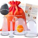 Facial Cupping Set  4 Silicone Cups for Face, Neck & Body + Konjac Sponge & Guide  Lymphatic Drainage, Anti-Aging, Puffiness Reduction, TMJ Relief & Cellulite Massage  Medical-Grade Silicone (5 Piece Set)