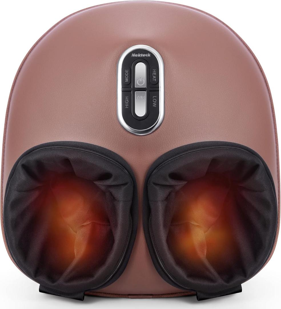 Nekteck Shiatsu Foot Massager Machine with Soothing Heat, Deep Kneading Therapy, Air Compression, Improve Blood Circulation and Foot Wellness,Relax for Home or Office Use(Brown)
