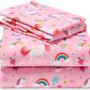 Joiedomi Kids Twin Sheet Set Unicorn - 3 Piece Soft Microfiber Bed Sheets - Deep Pocket Wrinkle Free, Cozy Toddler Bedding Set, Fade Resistant Breathable for Boys Girls Teens