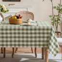 Spring Gingham Tablecloth Rectangle Table Cotton Linen Fabric Picnic Checkered Table Cloth Farmhouse Washable Wrinkle Free Buffalo Plaid Table Cover for Outdoor Birthday Party, Green, 60x75