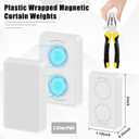 Phoncoo 18pcs Outdoor Curtain Weights, Plastic Wrapped Magnetic Drapery Weights, Waterproof Heavy Duty Curtain Magnets Flag Weights for Heavy Wind, Shower Outside Curtain, Tablecloth (White)