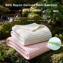 Bedsure Cooling Cotton Waffle Queen Size Blanket - Lightweight Breathable Blanket of Rayon Derived from Bamboo for Hot Sleepers,Spring Pink, 90x90 Inches