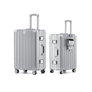 HotWay 20 Inch Carry On Zipperless Luggage with Cup Holder,Silver