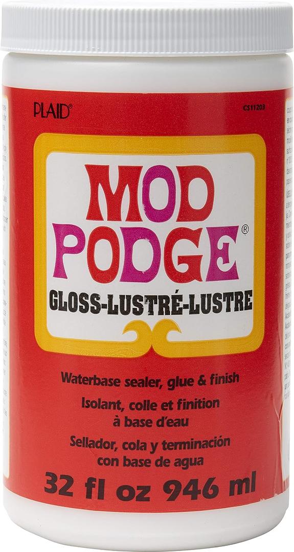 Mod Podge Gloss Sealer, Glue & Finish: All-in-One Craft Solution- Quick Dry, Easy Clean, for Wood, Paper, Fabric & More. Non-Toxic - Craft with Confidence, Made in USA, 32 oz., Pack of 1, EXP:11/02/2026