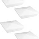 QWORK Vinyl Fence Post Cap, 4 Pack 4" x 4" PVC Square Fence Post Top Cover, New England Pyramid Style, for Mailbox, Lamp Post, Deck, Dock, Piling Caps, White