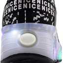 Nsasy Girls Boys Roller Shoes with LED Light Up Wheels Sneakers Kids Roller Skates Shoes for Kids for Children (Black)