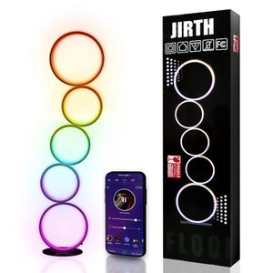 Jirth RGB Floor Lamp Led Corner Lamp Work With Alexa Voice Control Ring Smart Modern Floor Lamp RGBIC Standing lamp Ambiance Color Changing Floor Circle Lamp For living room party Gaming Black