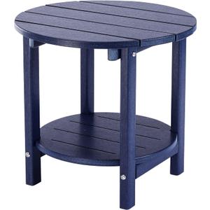 LZRS Round Adirondack Side Table Double End Table, Outdoor Side Tables for Patio, Backyard,Pool, Indoor Companion, Easy Maintenance & Weather Resistant(Navy Blue)