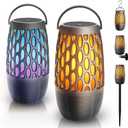 Outdoor Bluetooth Speaker with Flame Lights with IPX6 Waterpoof,10W HD Stereo Sound, Bluetooth 5.3 Led Flame Speaker,Decorations for Party Garden Patio (2 Pack)