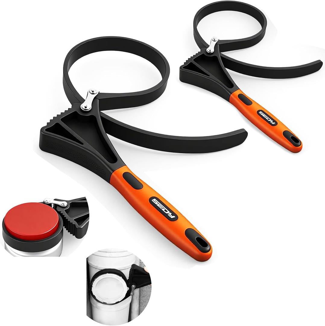 2-Piece Strap Wrench Set, Adjustable Rubber Oil Filter Wrench Max Diameter 4" and 6", Jar Opener Set Heavy Duty Blet Wrenches for Drain Sewer Cap Sink Pliers Nut Shower Head Valve Removal