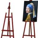 VISWIN Wooden Art Easel for Painting, Adjustable & Foldable Beech Wood Display Easel Stand for Canvas, Hold Canvas up to 43", 57''-76" H Floor Art Easel for Adults, Artists, Beginners - Walnut, Basic A-frame Easel
