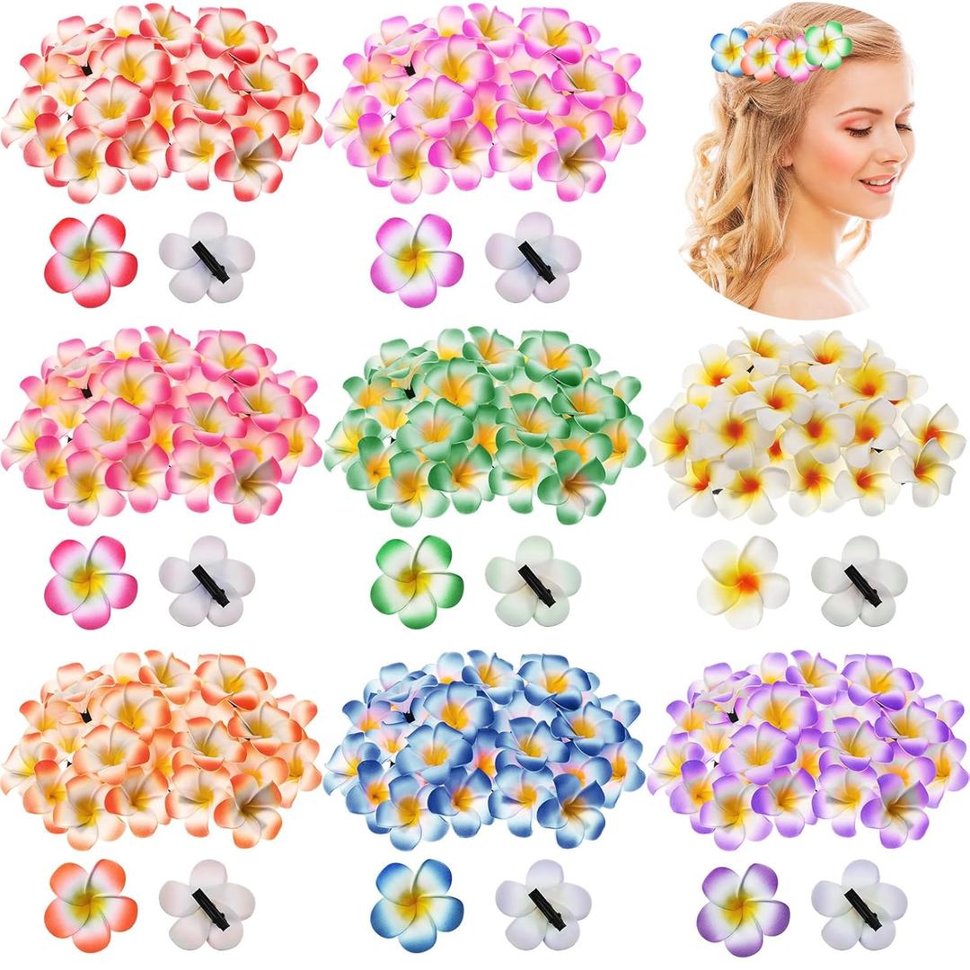 240 pinzas para el cabello Plumeria de 2 pulgadas, pinzas para el cabello de espuma hawaiana con flores de espuma artificial Frangipani para mujeres y nias, Luau Beach Hawaii, tropical,