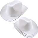 SGBETTER 4 Pack Cowboy Hat Felt Western Plain Cowboy Hat with Adjustable Drawstring for Kids Cowboy Theme Party Cosplay Dress-Up Stage Play Costume Accessories (White)