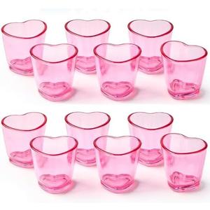 TUZAZO 12 Pcs Heart Shot Glasses Set, Pink Shot Glass Cute 1.5 oz with Heavy Base for Galentines Day Party favors, Valentines, Bar Cart Accessories