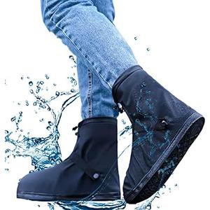 VBoo Shoe Covers with Zipper Hard Sole Version Waterproof Shoe Covers Reusable Galoshes for Rainy and Snowy Outdoors Garden etc, Rain Boots for Men Women Kid L