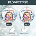 4 x Hoggy Christmas Ornament 2025  Cute Hedgehog Christmas Tree Decoration with Holiday Lights & Scarf  Funny Animal Ceramic Keepsake, for Hedgehog Lovers, Family & Friends
