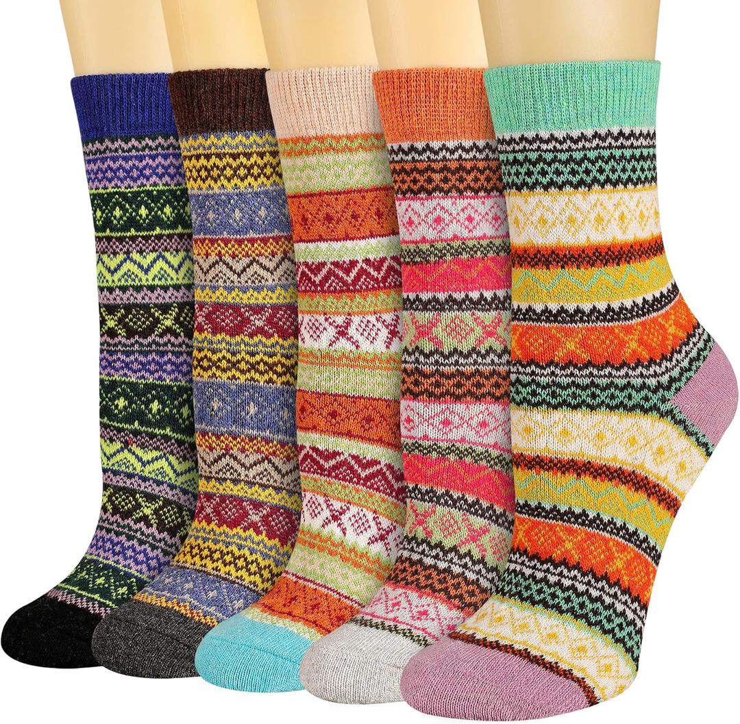 Heatuff Women's Winter Wool Socks Warm Soft Full Cushion Crew Socks (5 Pairs)
