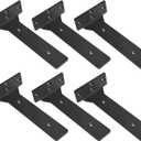Floating Shelf Brackets, 10 inch Heavy Duty Industrial Fancy Shelf Bracket, Black Metal L Brackets for Shelves Support DIY with Hardware(6 Pack)