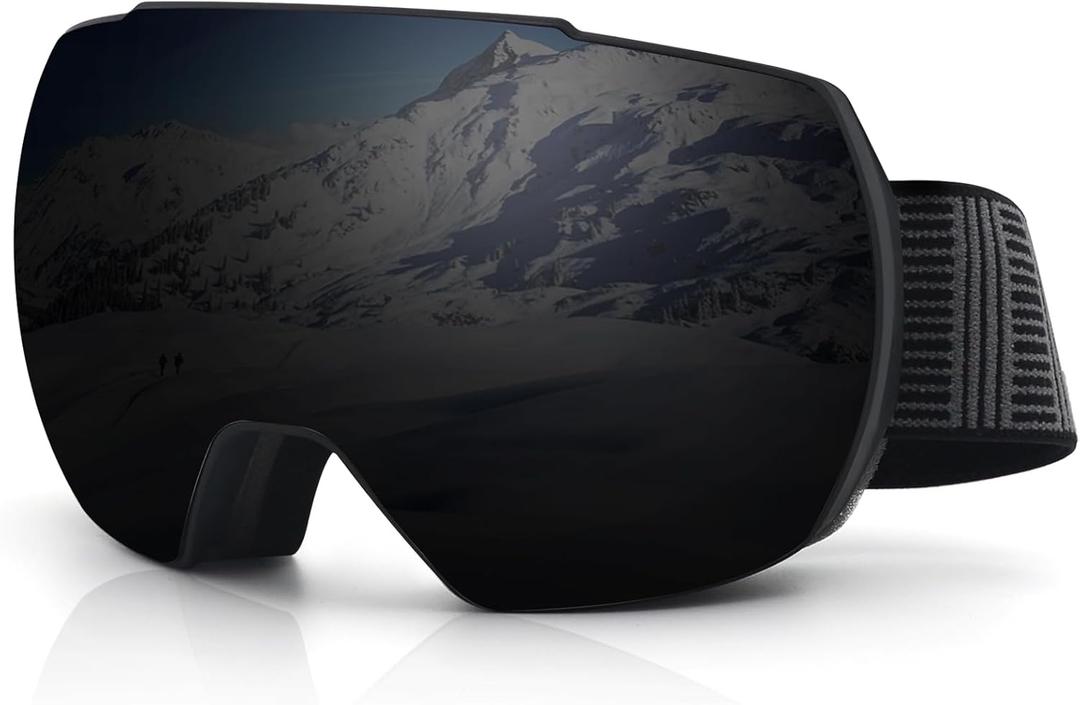 Ski Snow Goggles,OTG UV400 Protection,Anti Fog Skiing,Skating,Snowboarding,Snowboard Goggles For Men Women Youth (Gray)