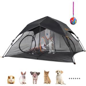 Tent Pop Up Cat Tent, Portable Lightweight Cat Playpen with 3 Holes, Indoor Outdoor Pet Enclosure w/Carry Bag, Foldable Interactive Cat Play House for Cats KittensPatented
