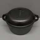 Lodge Cast Iron Double Dutch Oven - Pre-Seasoned 2-in-1 Cast Iron Cookware - Pot & Skillet Combo - Even Heat Retention - Oven-Safe, Versatile Pot - 5 Quart