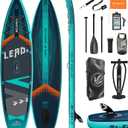 Lead 11 x 33" / 1235" Inflatable Stand Up Paddle Board - Premium SUP Board Kit - Ultra Stable Paddleboard for Adults & Youth - All Skill Levels - for Lakes, Oceans (L02C-Jet & Turquoise)