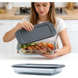 9x13 Glass Baking Dish,9x13 Inch Oblong Glass Cake Pan, Oven Safe Baking Pan for Lasagna, Brownies, Dishwasher Safe (Clear-2.4L)