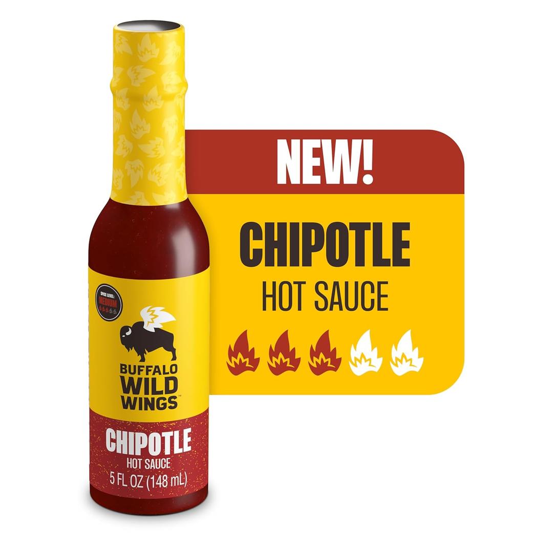 Buffalo Wild Wings Chipotle Hot Sauce, 5 fl oz, Medium Hot Dipping Sauce, Marinade and Seasoning for Chicken Wings and Pork Ribs, Made with Chipotle Peppers (Small)