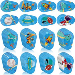 Panitay 40 Pcs Kids Eye Patches for Boys Toddlers Adhesive Patches Bulk with Lazy Eye Breathable Fabric Pad Light Blocking Cute Designs Cotton Adhesive Bandages for Boys Children