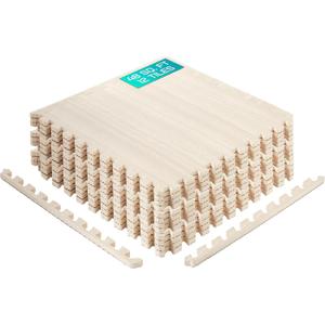 Yes4All EVA Interlocking Mats, Puzzle Floor Tiles, Foam Floor Padding with Border for Furniture, Home Space, Living Room, Garage (I. 48 Square Feet (12 Tiles) - Light Walnut Wood)