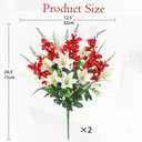 Cemetery Flowers 2pack Cemetery Decorations for Grave Funeral Flowers Artificial Lily Gladiolus Cemetery Flowers for Grave Graveyard Memorial Flowers for Gravesite Cemetery Headstones -Red and White