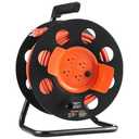 VEVOR 100FT Retractable Extension Cord Reel, with 4 Outlets and Dust Cover, Heavy Duty 12AWG SJTOW Power Cord, Portable Handle and Safety Overload Circuit Breaker, for Outdoor Indoor Toolshed Garage