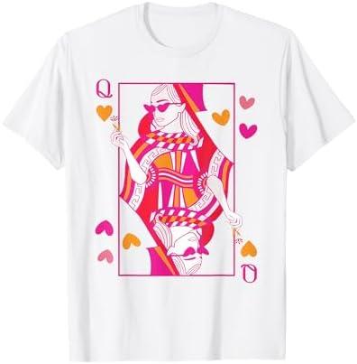 Queen of Hearts Playing Card Valentine's Day Cute Women Kids T-Shirt XL