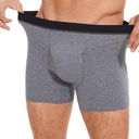 PurityLock Men's Washable Incontinence Boxer Briefs, Cotton Urinary Incontinence Underwear with Fly, Reusable Leakproof Underwear for Men, Front & Rear Protection 120ml Absorbency (1 Pack, XL, Gray)