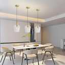 Modern Hammered Glass Pendant Lighting for Kitchen Island 1 Pack, Farmhouse Gold Pendant Light Fixtures, Height Adjustable Ceiling Pendant Light, 8 Inch